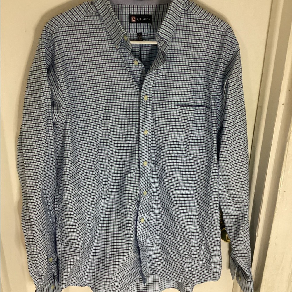 Chaps Blue Checkered button down Men's Shirt size large
